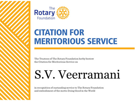 Citation for Meritorious Service Award